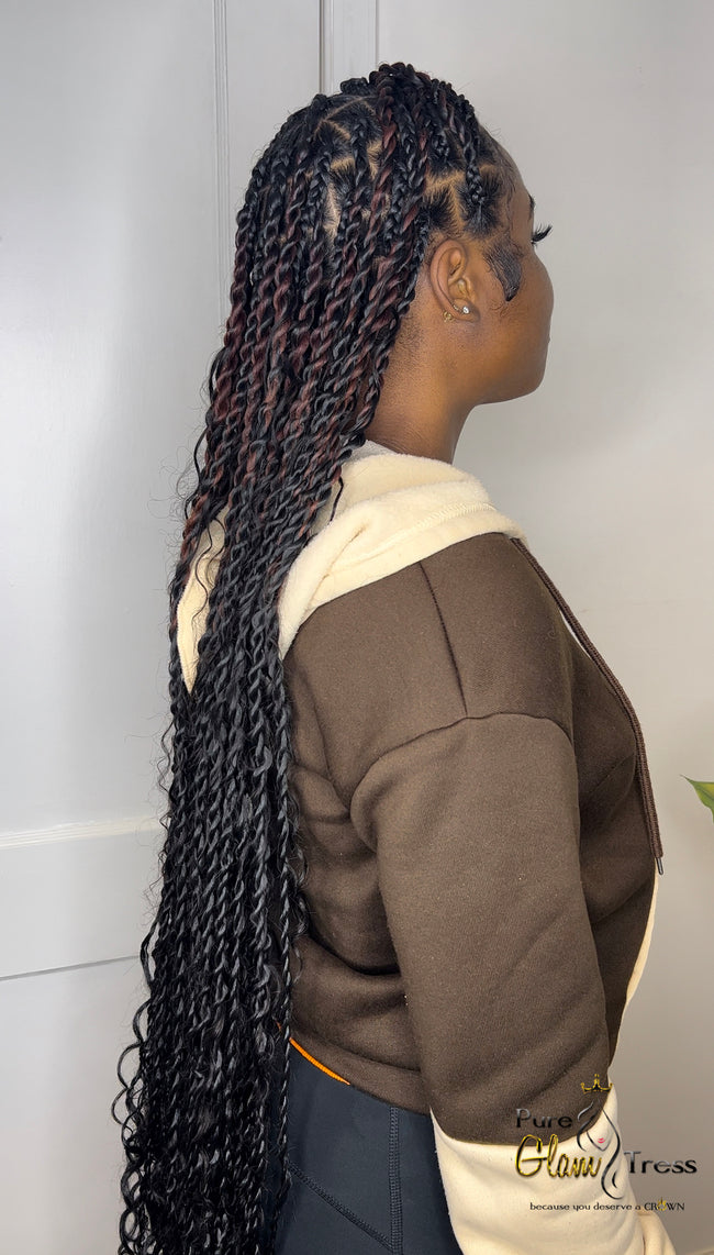 Knotless braid specialist 🖤, Boho knotless braids with Human hair🔥 💕  Stylist @perfectedby.a ❤️ link in my bio to book #757hairstylist #newtownrd  #virgini